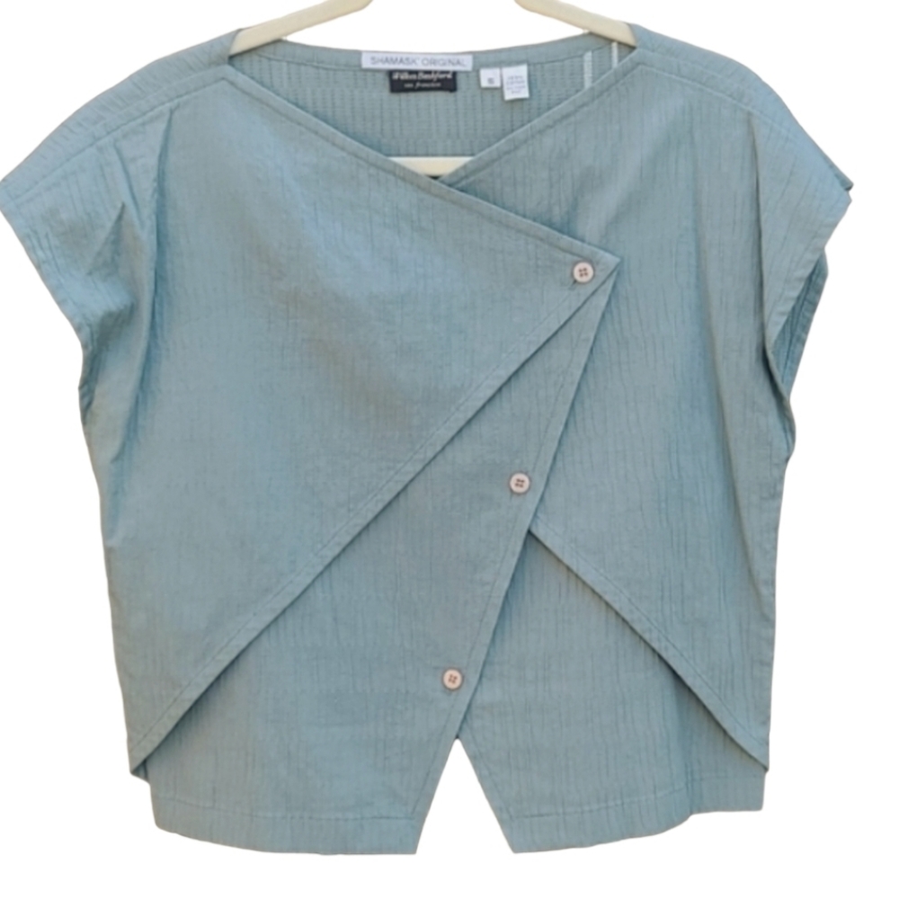 VINTAGE 80s SHAMASK Textured Crop Top S Minimalist Avant Garde Industrial Boxy - Picture 12 of 16